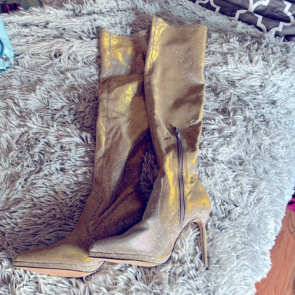 Sparkly thigh high boots